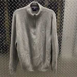 Vineyard Vines Men's Zip-Up Sweater in Light Gray- Cashmere, XL